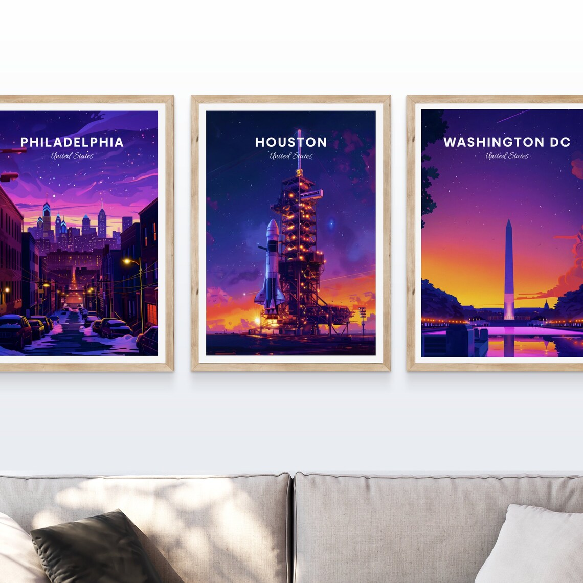 Houston Space Rocket on the Launchpad at Night Travel Poster - Image 4