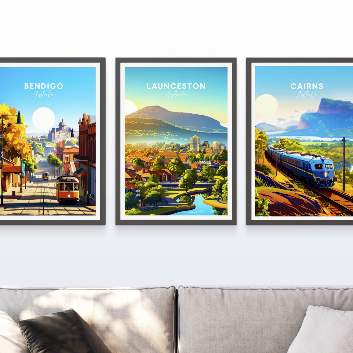 Launceston Australia Riverside Town Mountain Sunset View Poster - Image 3