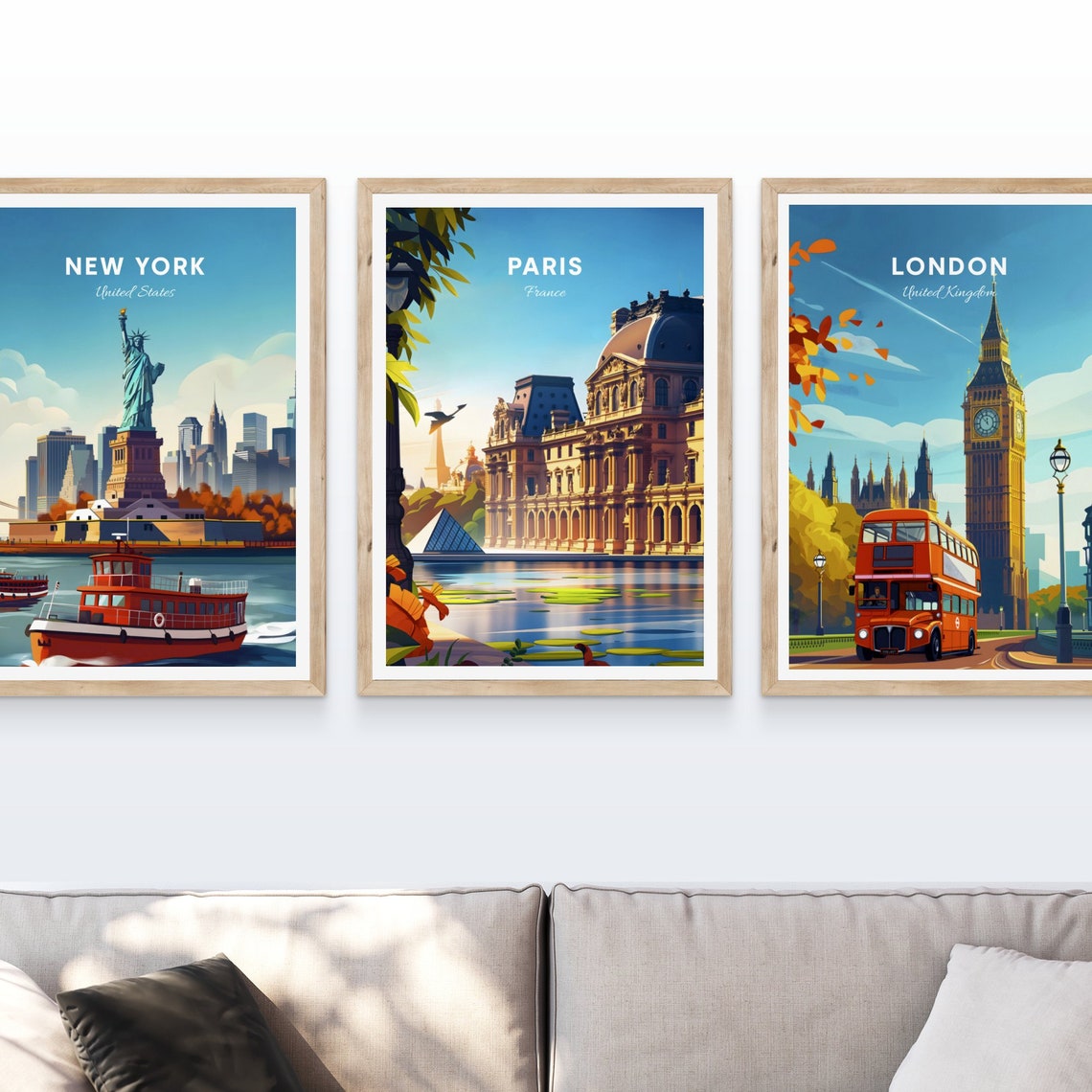 Paris France Louvre Palace Riverside Bridge Golden Hour Poster - Image 3