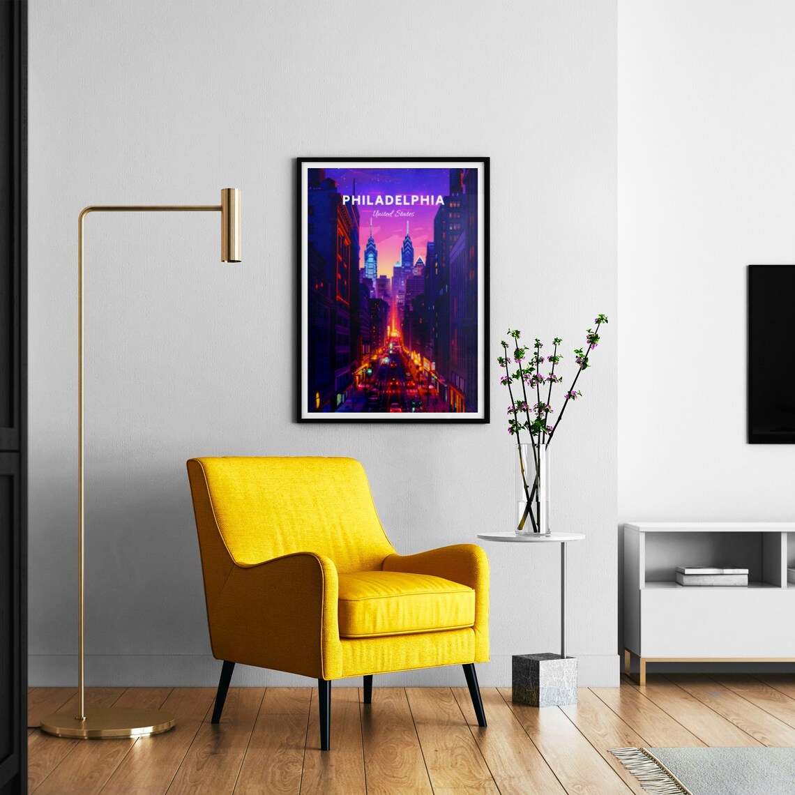 Philadelphia Pennsylvania Night Street Neon City Lights Poster - Image 3