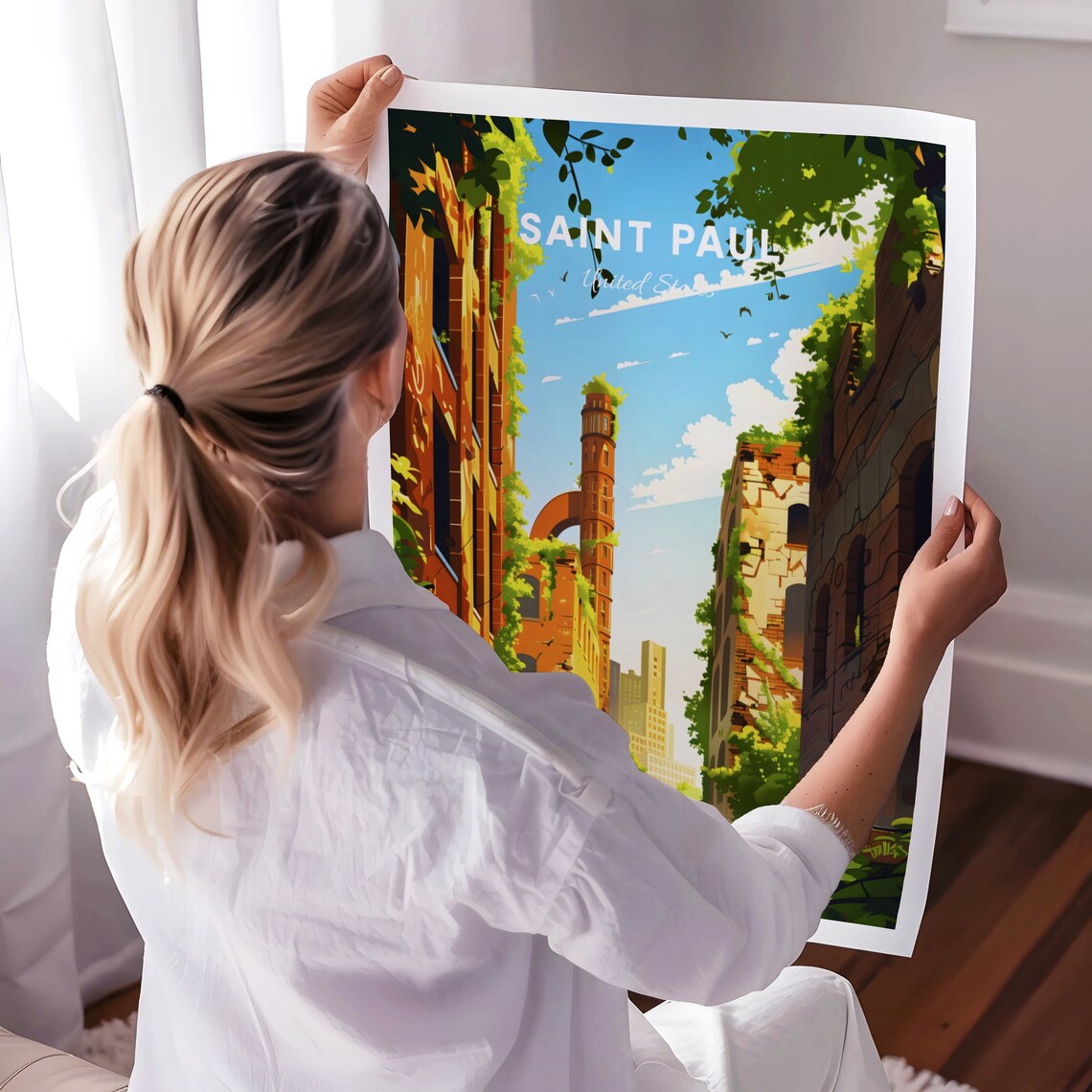 Saint Paul Mill City Ruins Overgrown Brick Walls Chimney Poster - Image 3