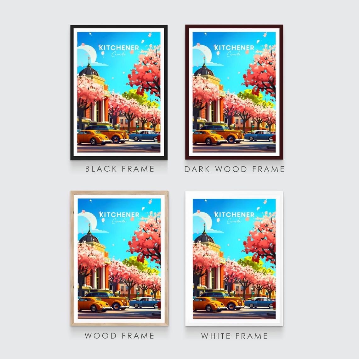 Kitchener Canada Cherry Blossom Classic Cars Domed Hall Poster - Image 3