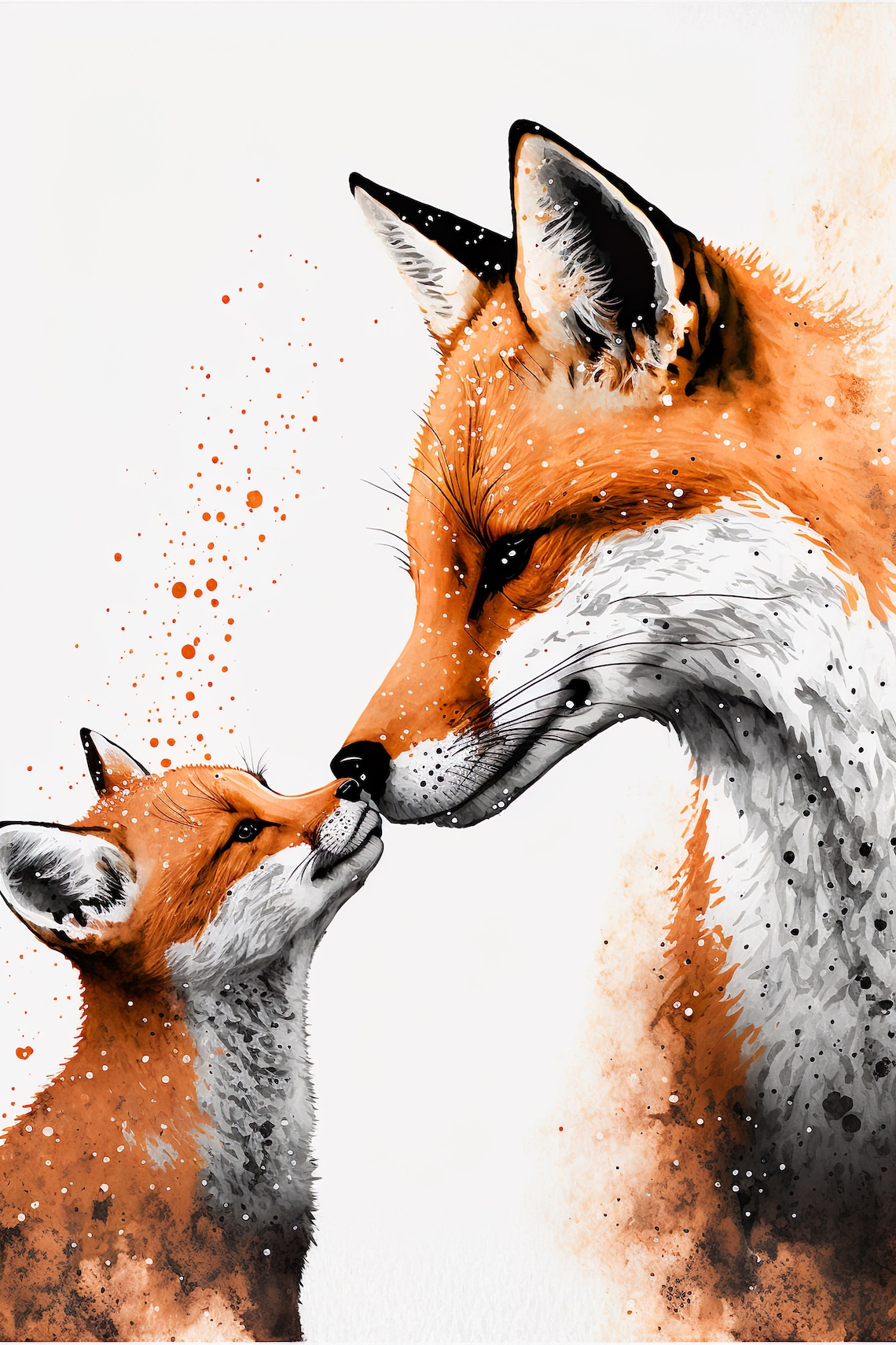 Mama Fox And Little Fox Nursery Animal Art Print