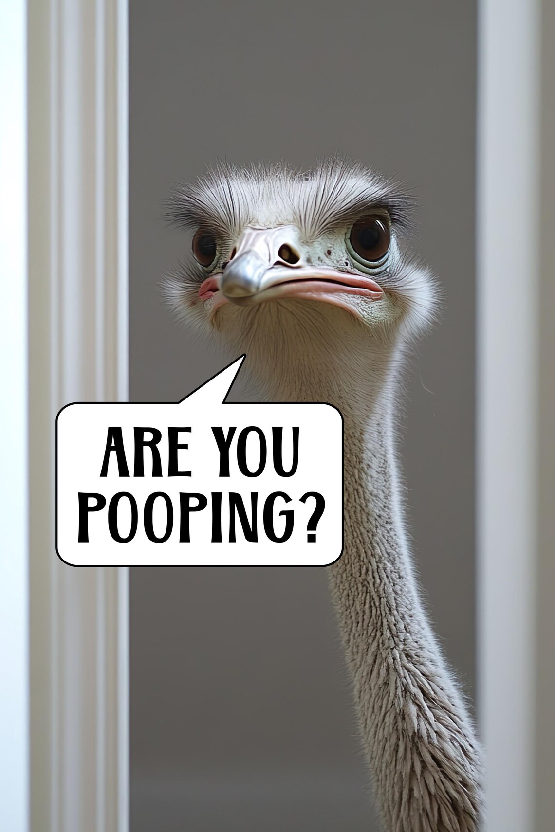 Funny Ostrich Are You Pooping Bathroom Humor Quote Animal Photo Poster - Image 2