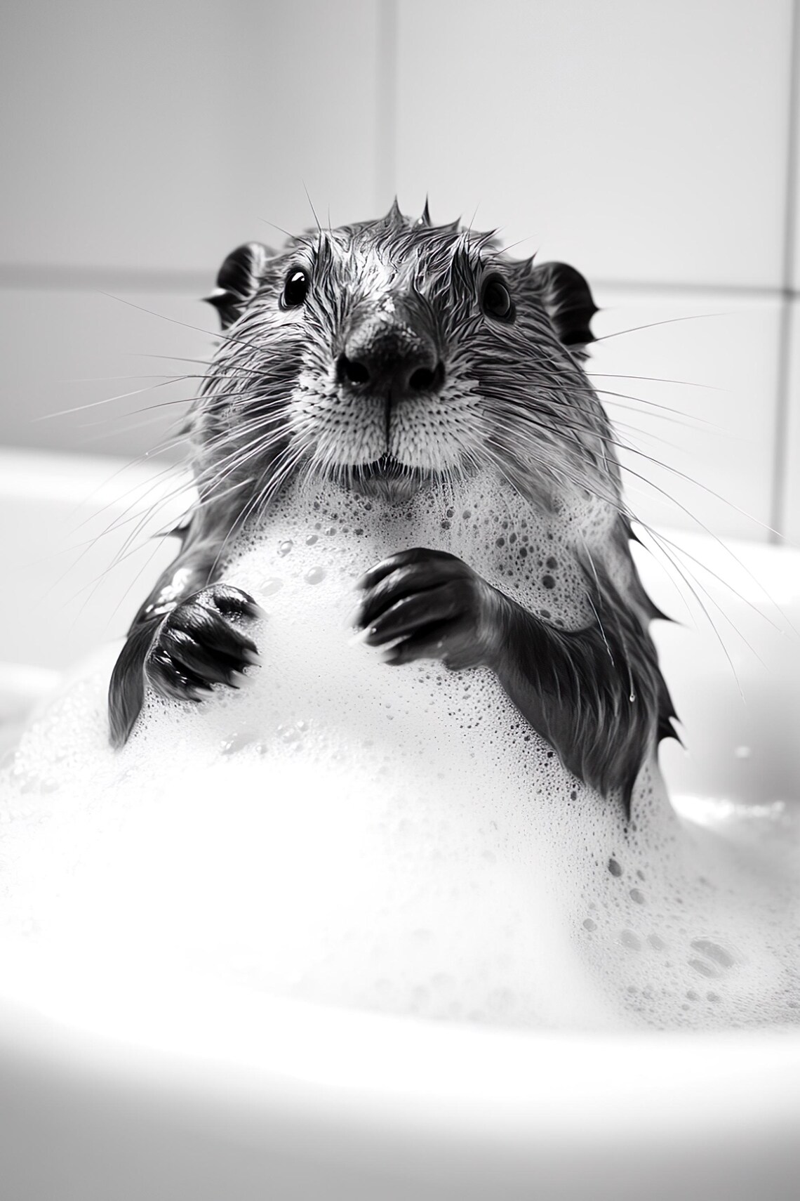 Beaver In The Bathtub Funny Bathroom Art Print - Image 2