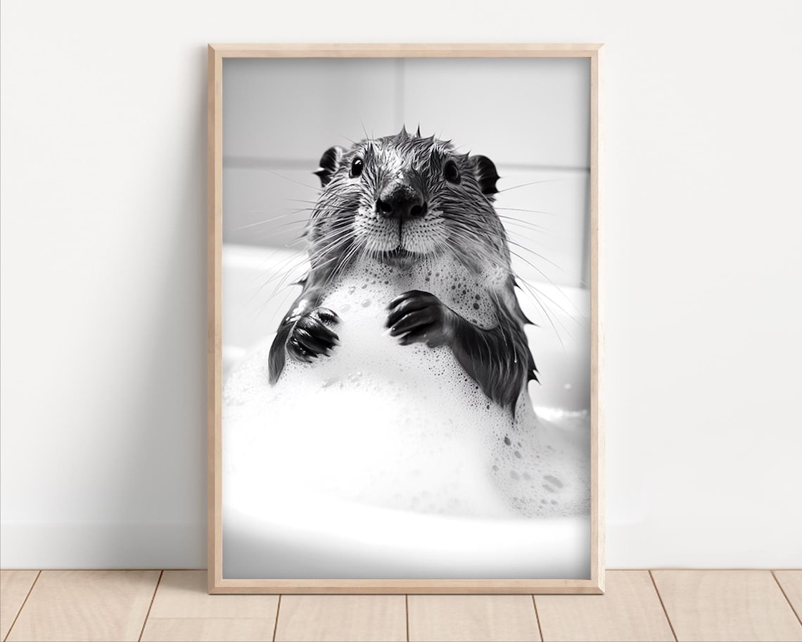 Beaver In The Bathtub Funny Bathroom Art Print