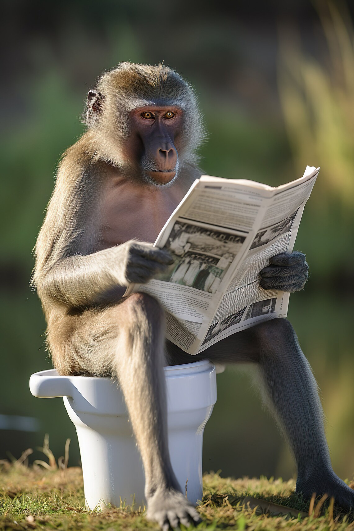 Mandrill Monkey Bathroom Humor Art Print