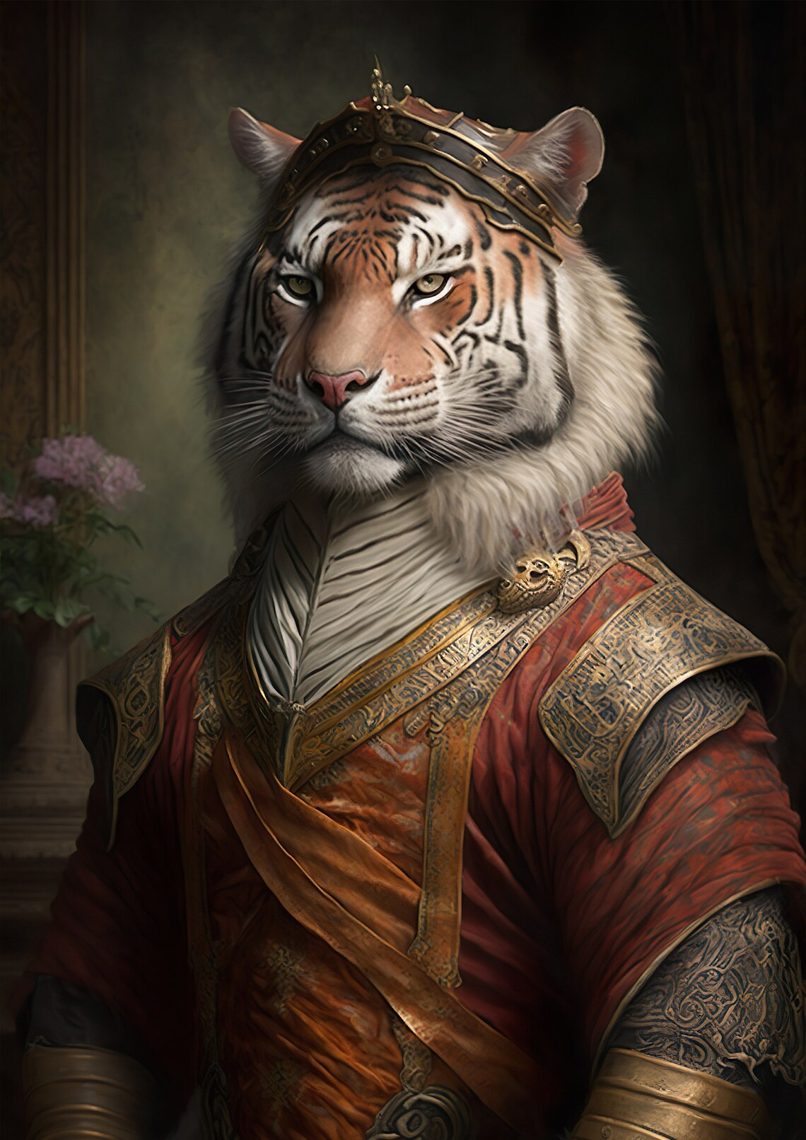 Aristocratic Tiger Renaissance Portrait Art Print