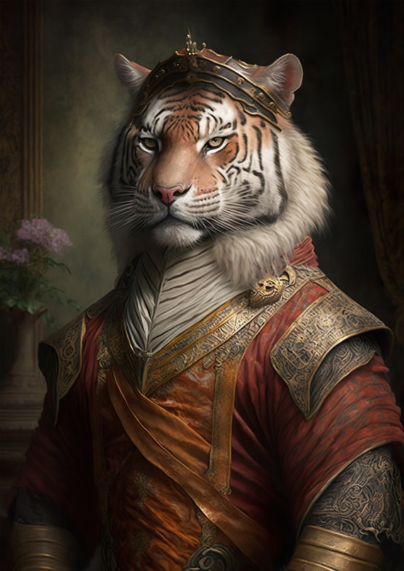 Aristocratic Tiger Renaissance Portrait Art Print
