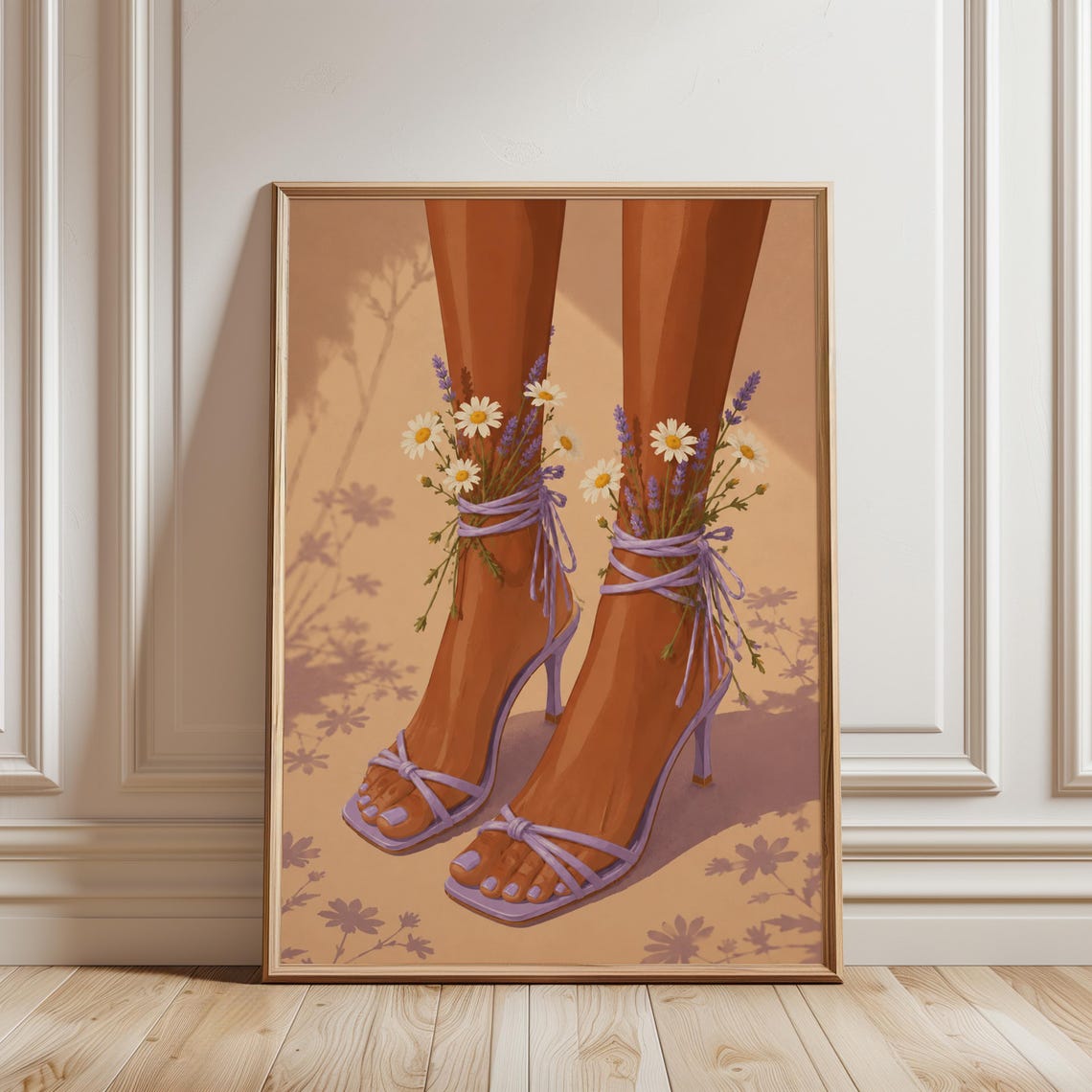 Lavender Daisy Floral Heels Art Print