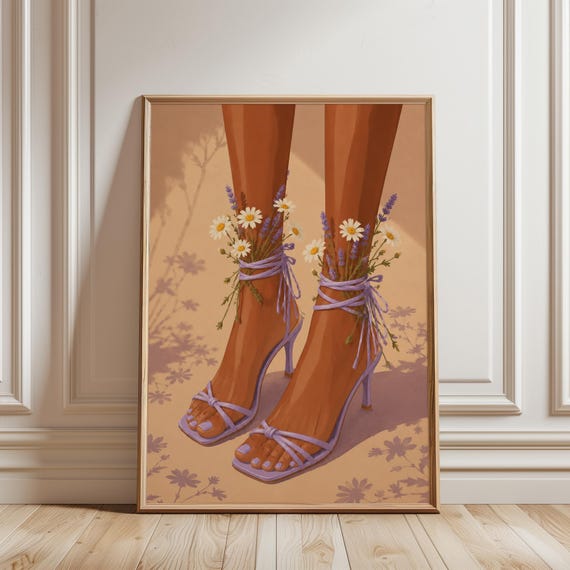 Lavender Daisy Floral Heels Art Print