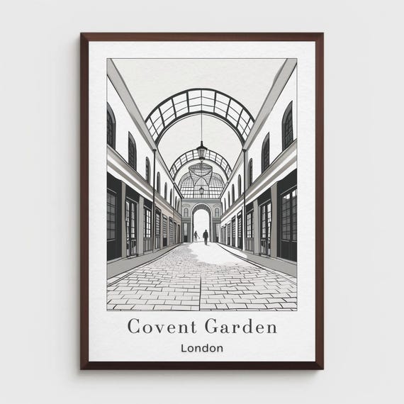 Covent Garden London Print Black And White Travel Poster
