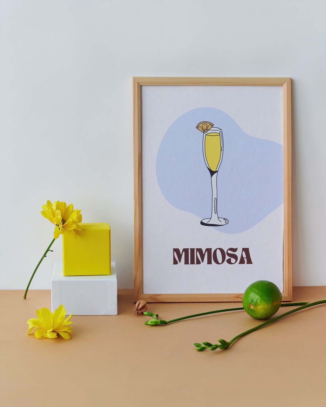 Mimosa Cocktail Retro Art Print, Bar Cart Decor - Image 3