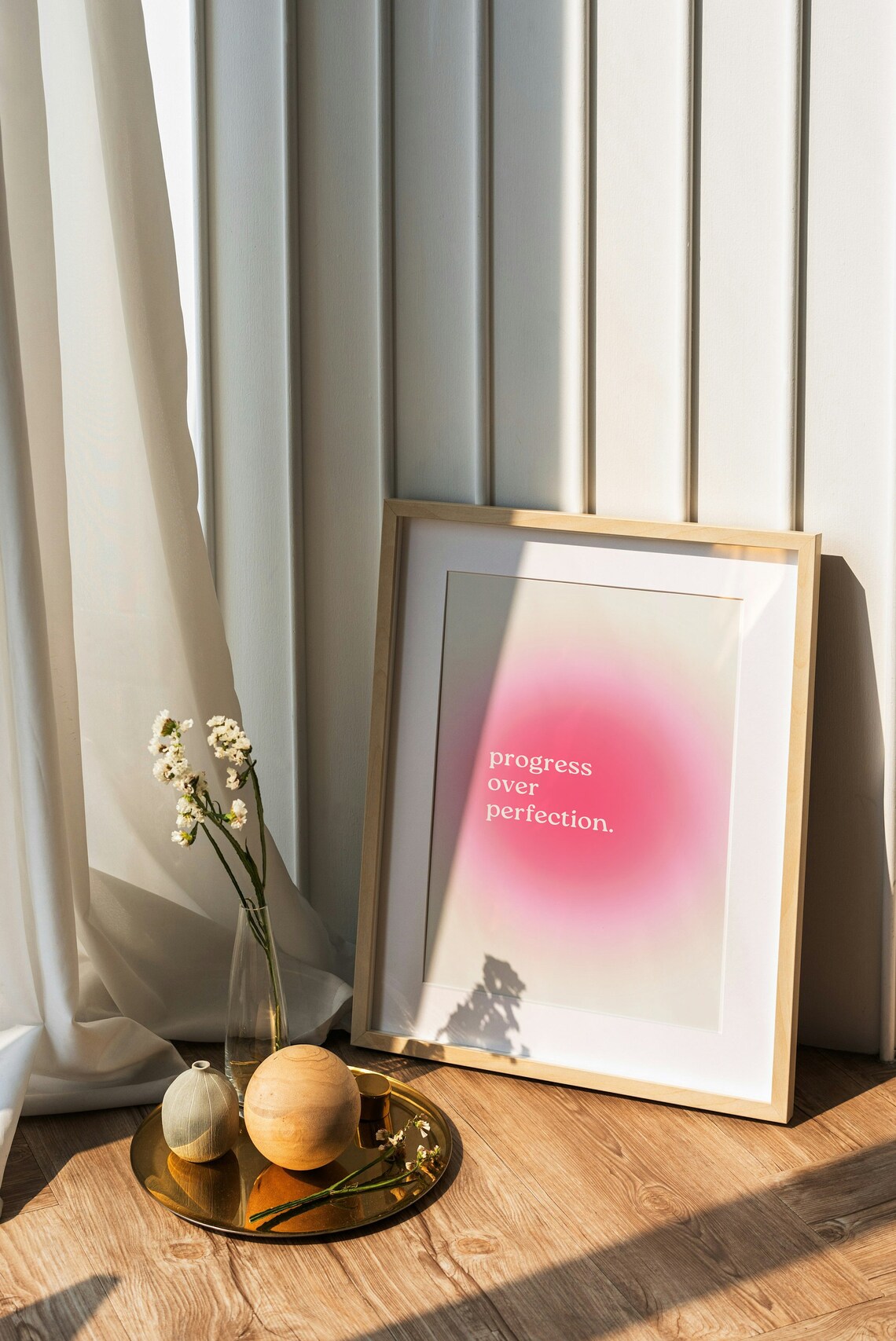 Progress Over Perfection Pink Aura Gradient Inspirational Poster - Image 3