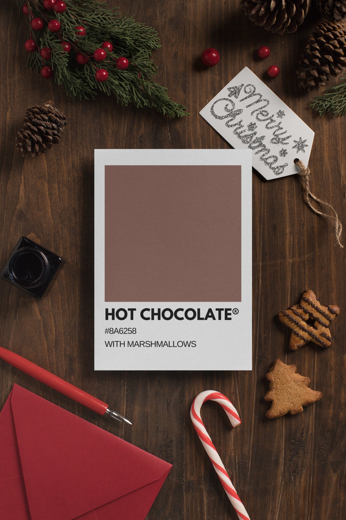 Hot Chocolate With Marshmallows Cocoa Brown Pantone Style Poster - Image 2