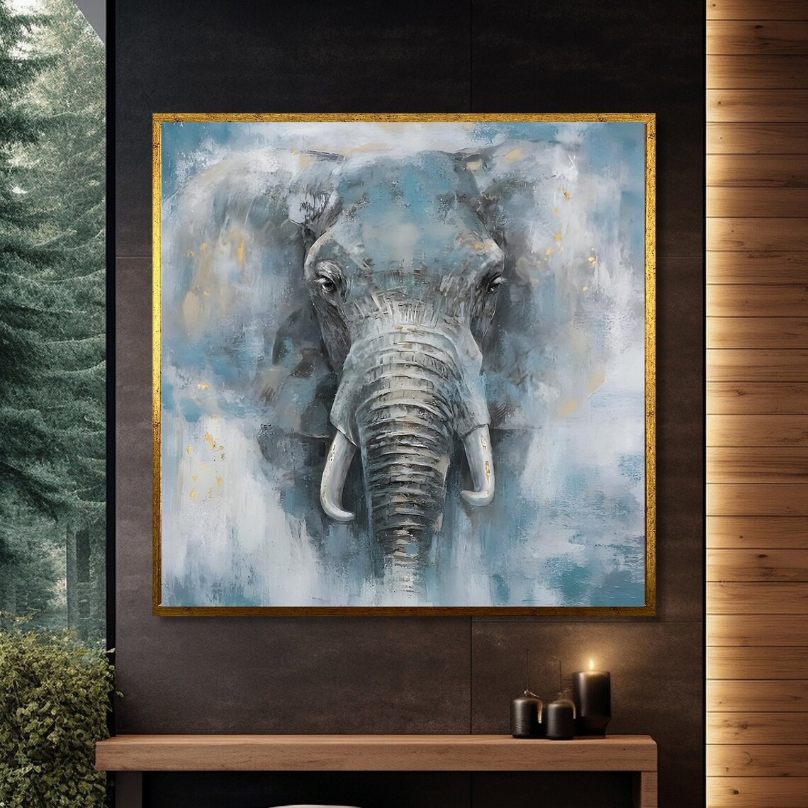 Majestic Elephant Art Print, Elegant Wildlife Painting