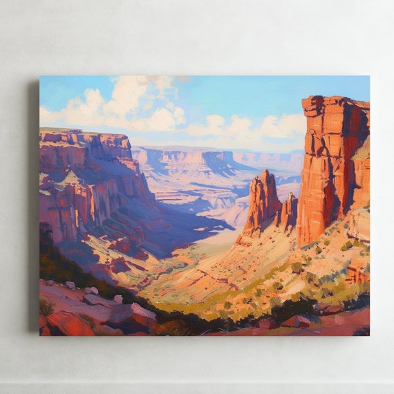 Original Impressionist Desert Landscape Print On Desertscape Nature Wall Art Rustic Home Decor Or Cottage Living Room Large Wall Art
