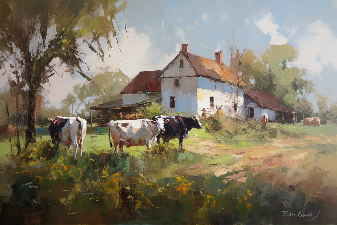 Rustic Impressions Impressionist Print On For Farmhouse Wall Art Country Home Decor Or Rustic Living Room Large Wall Art For Farm
