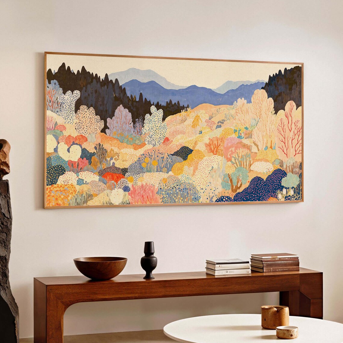 Yayoi Kusama Inspired Japandi Landscape Wall Art Print