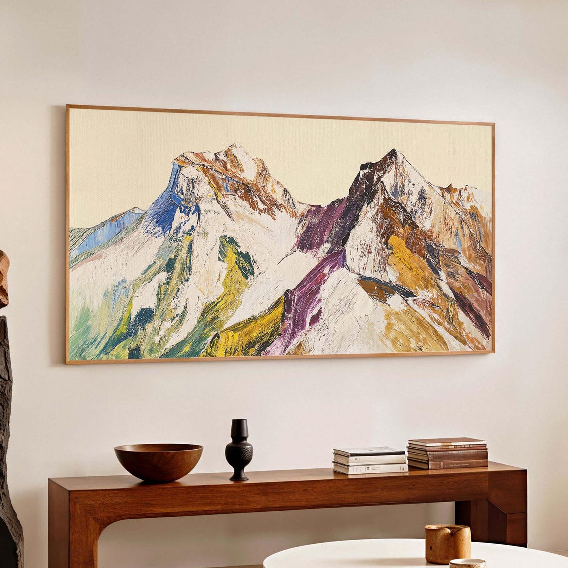 Panoramic Abstract Mountain Range Colorful Modern Painting Poster