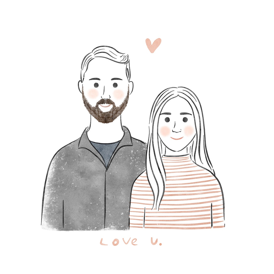 Anniversary Gifts Custom Couple Portrait Illustration Watercolor Family Drawing Couple Illustration Couple Gifts Mothers Day Gifts Art