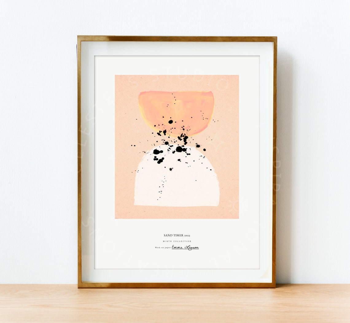 Sand Timer Abstract Peach Ink Splatter Modern Minimal Poster