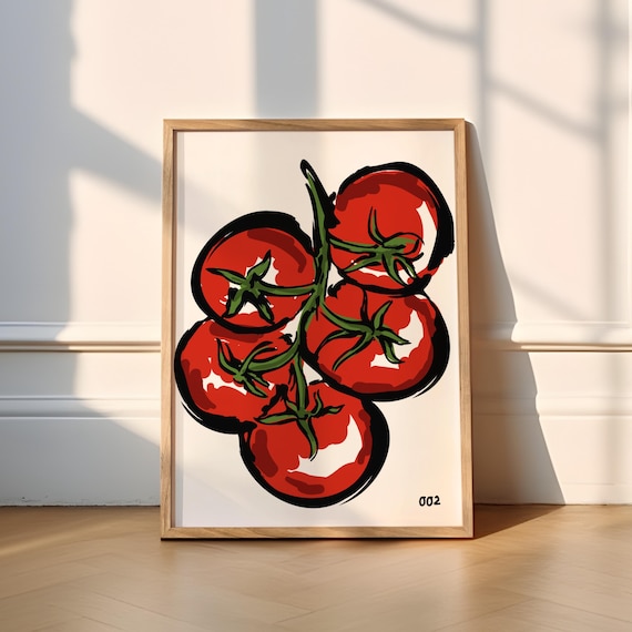 Red Tomatoes Pop Art Kitchen Bold Graphic Fruit Illustration Poster