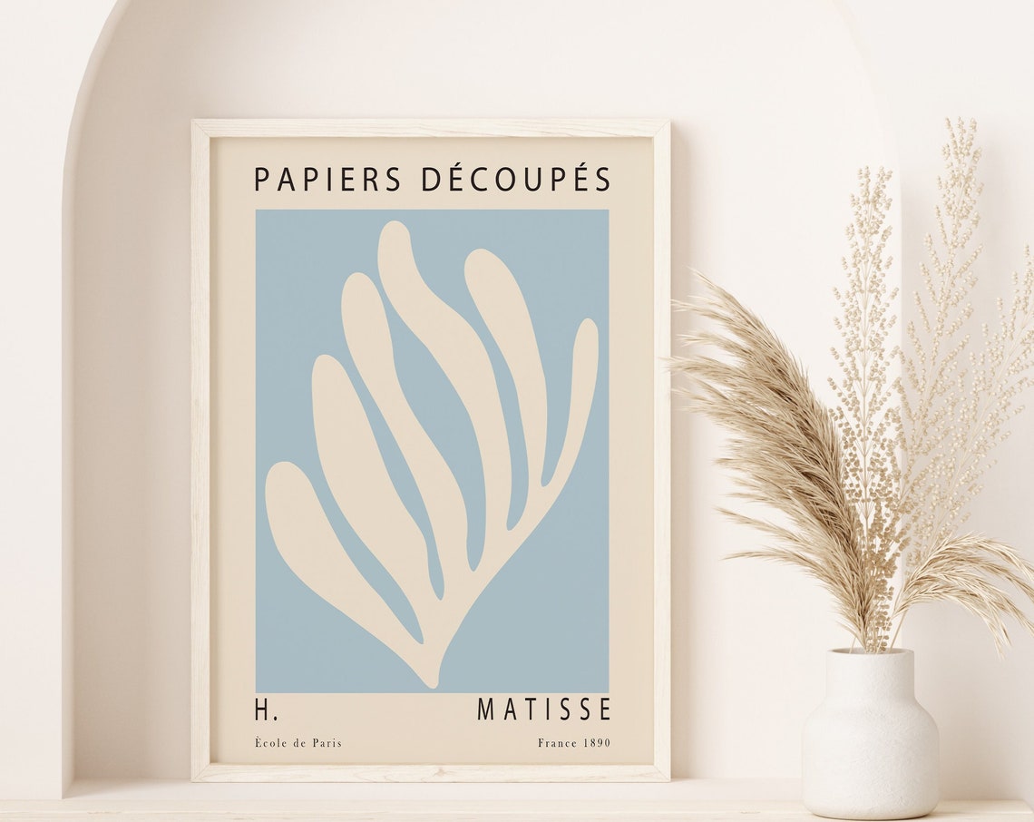 Henri Matisse Pastel Blue Leaf Cut Out Papiers Decoupes Poster