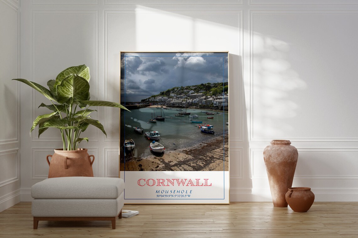 Cornwall Coast Print England Seascape Travel Poster