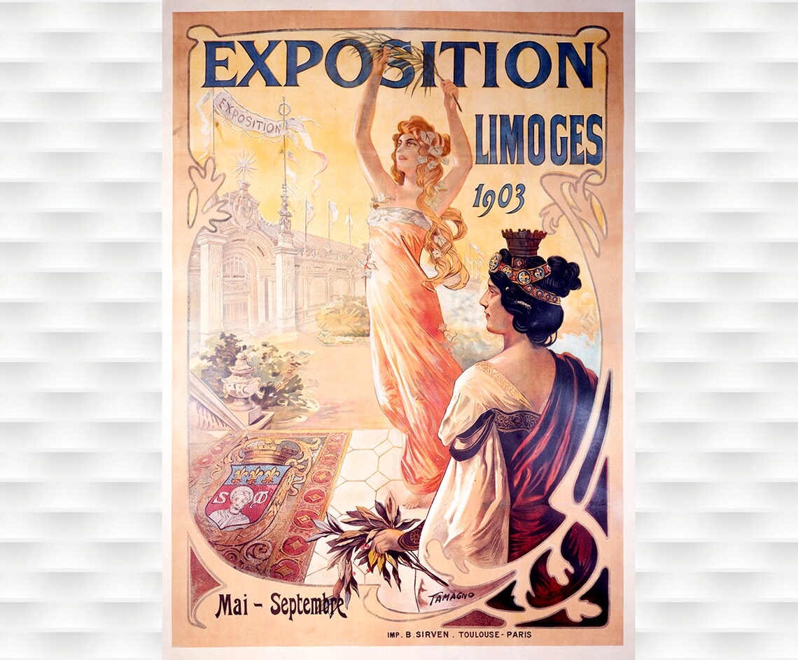 Exposition Limoges 1903 Tamagno Art Nouveau Woman Vintage Fair Poster
