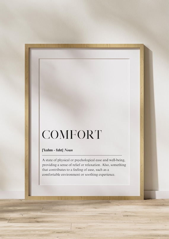 Comfort Dictionary Definition Minimalist Typography Calm Quote Poster