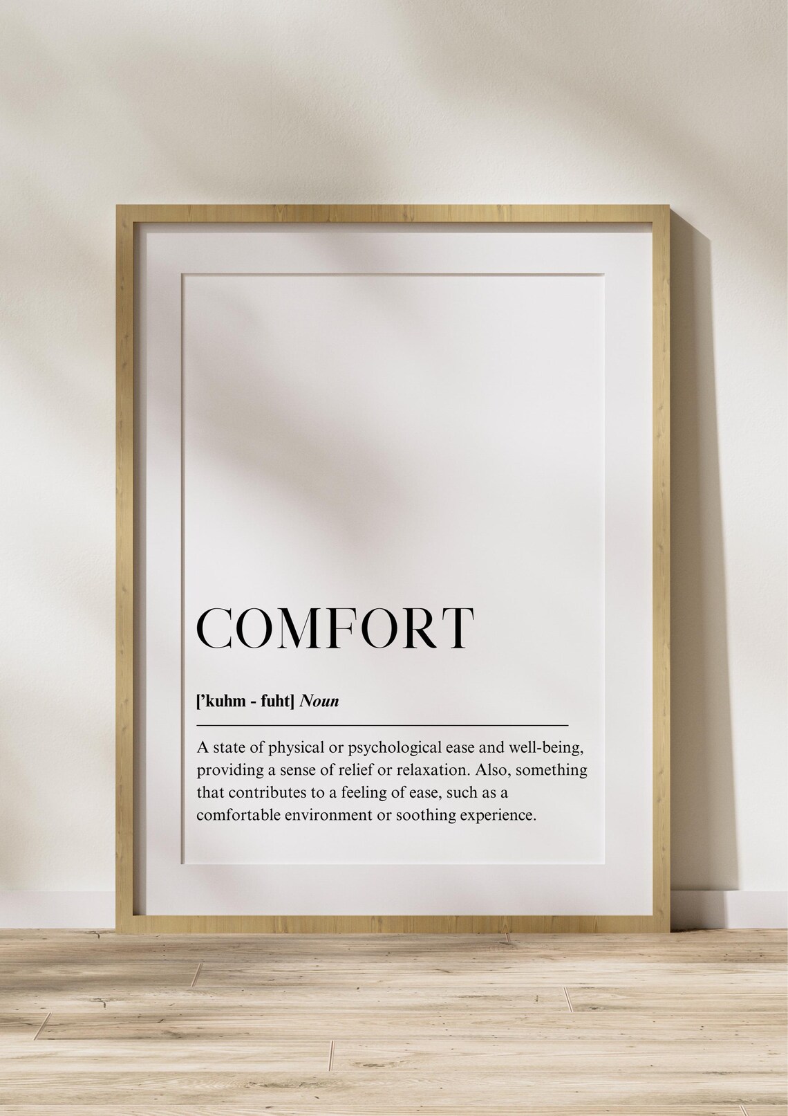 Comfort Definition Poster Inspirational Quote Wall Art Motivational Dictionary Print For Home Or Office