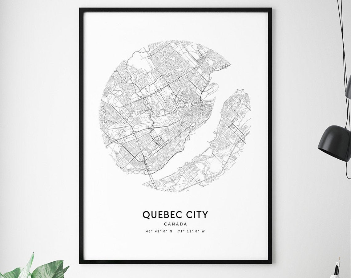 City Map Print Canada Poster Street Black White Modern Minimalist Office Decor Art