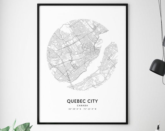 City Map Print Canada Poster Street Black White Modern Minimalist Office Decor Art