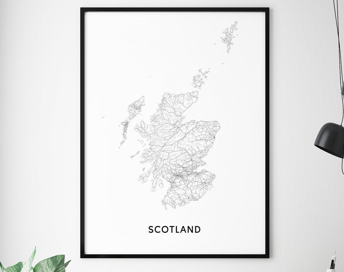 Scotland Map Print, UK Modern Minimalist Poster