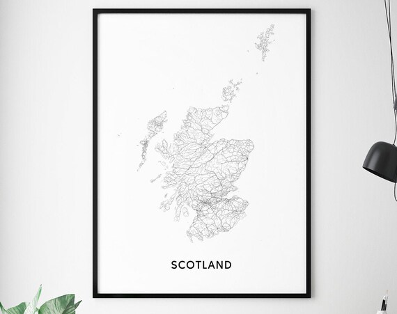 Scotland Map Print, UK Modern Minimalist Poster