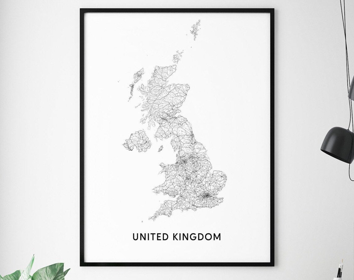 United Kingdom Map Print, Contemporary Modern Poster
