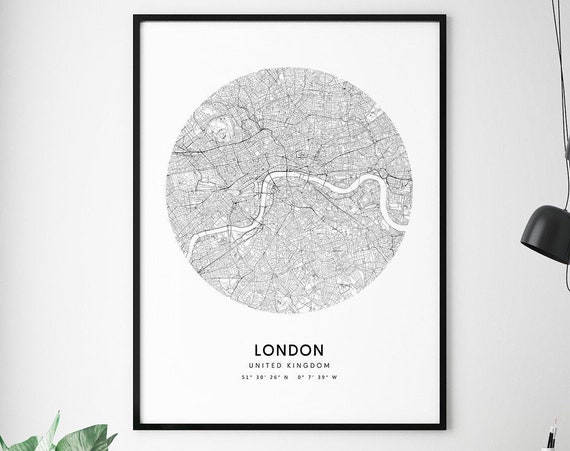 London Map Street Road Wall Art Print