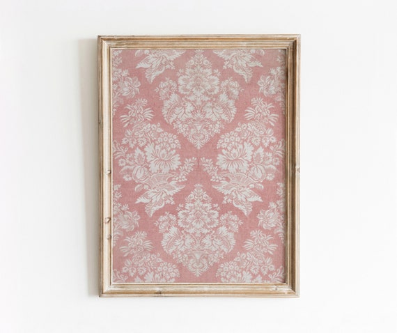 Pink Damask Vintage Silk Textile Art Print