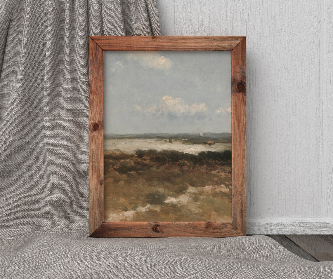 Dune Landscape Vintage Minimal Oil Painting Art Print - Image 3