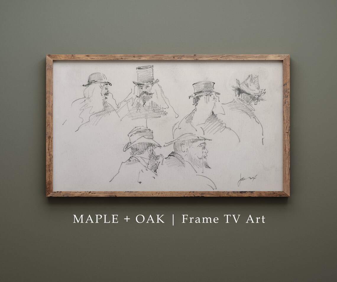 Vintage Men In Hats Sketch