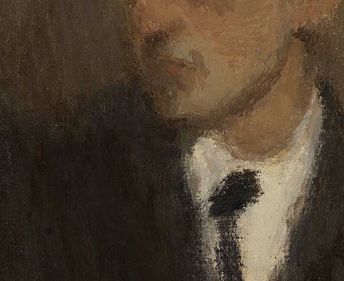 Vintage Moody Man Portrait Oil Painting Art Print - Image 3