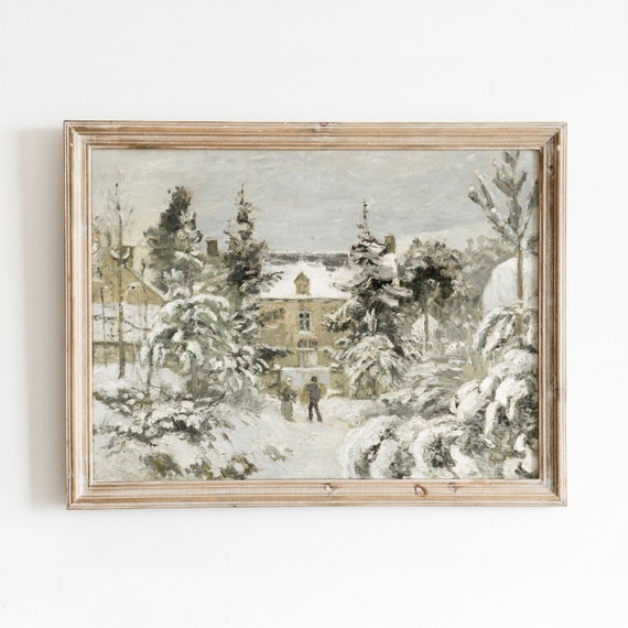 House At Montfoucault Vintage Winter Manor Art Print
