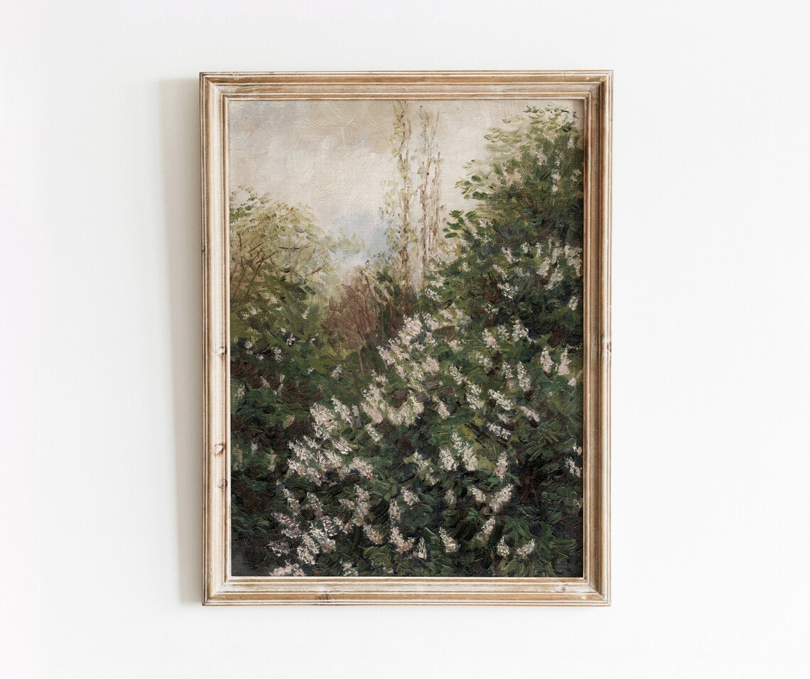 Lilac Bushes Vintage Spring Nature Art Print