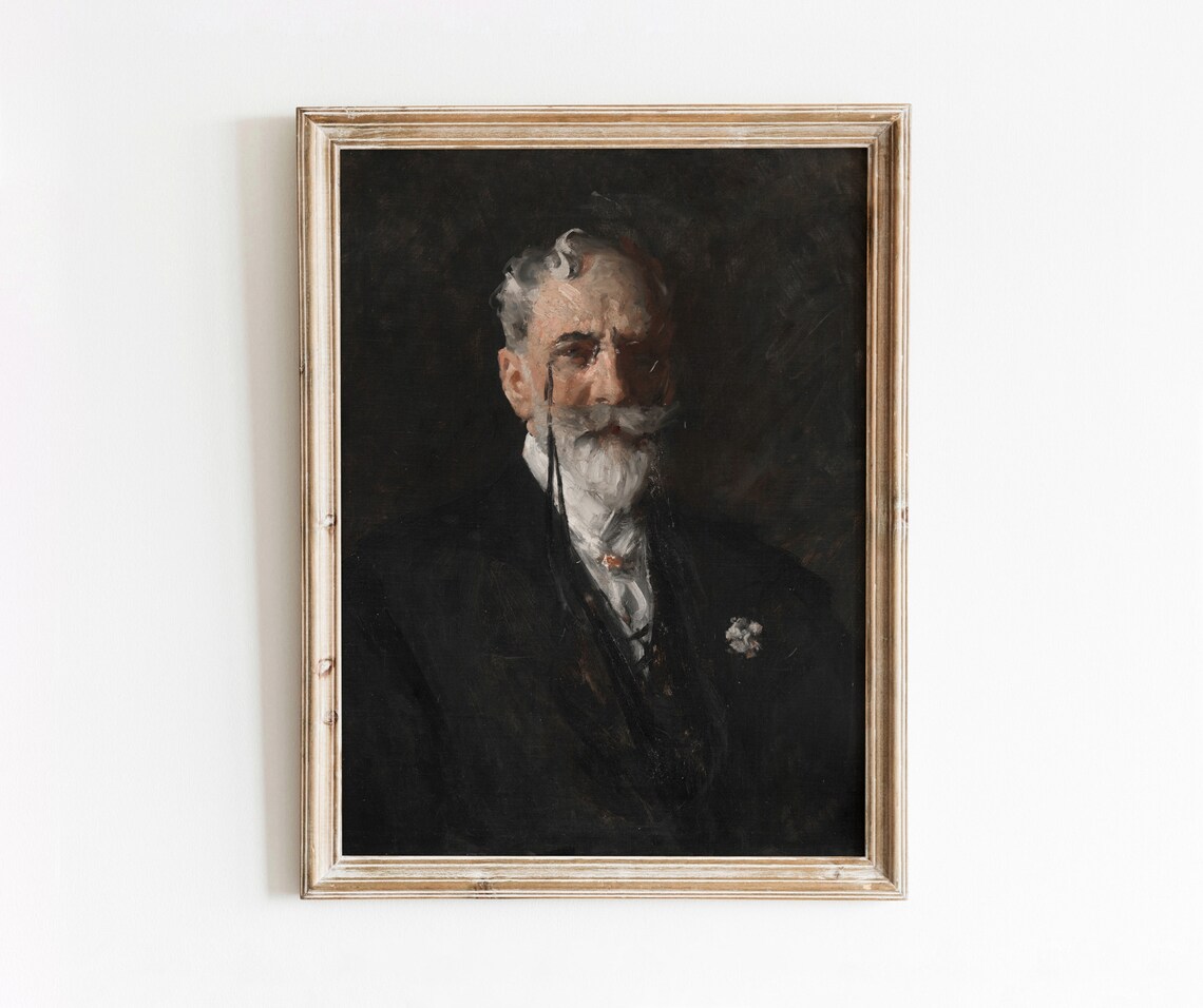 Man With Spectacles Vintage Gentleman Portrait Art Print