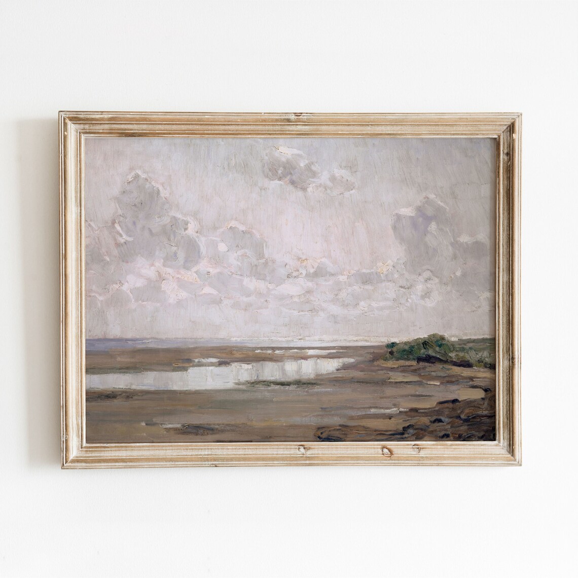 Overcast Beach Vintage Coastal Landscape Art Print