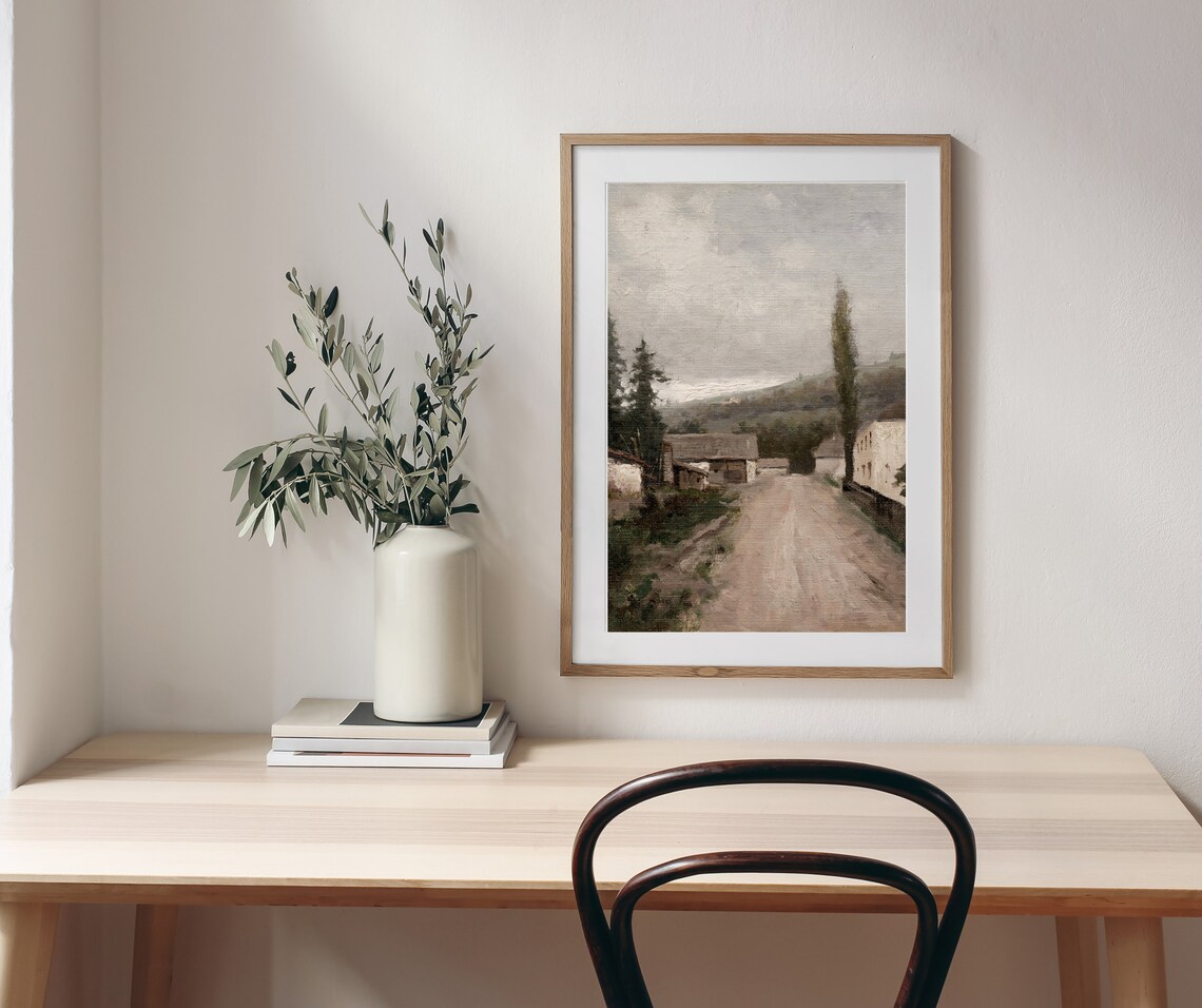 Village Road Vintage European Town Art Print - Image 3