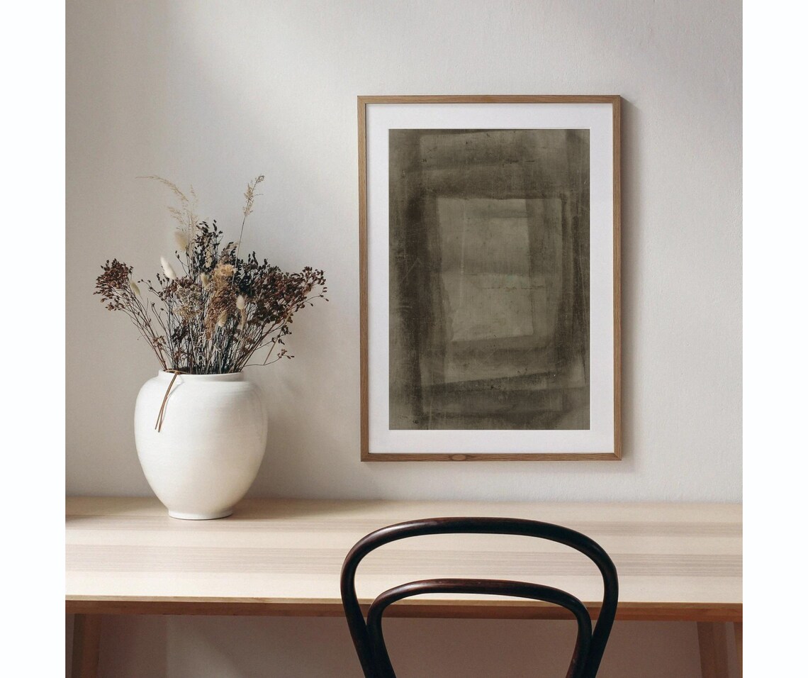 Geometric Abstract Vintage Art Print, Dark Abstract Verso - Image 4