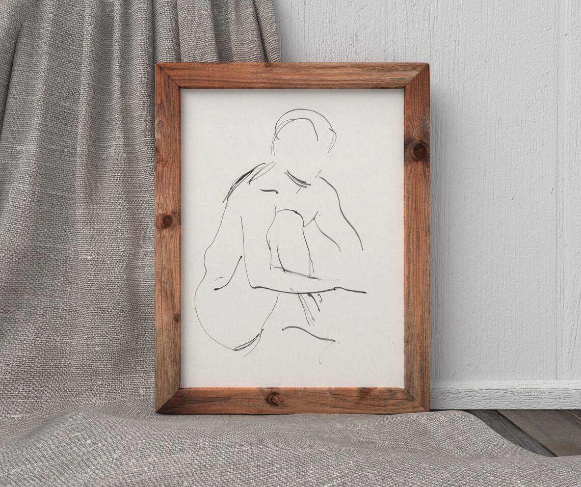 Line Sketch Figure Vintage Art Print - Image 4