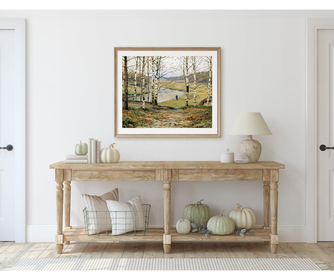 Birch Tree Landscape Vintage Autumn Art Print - Image 4